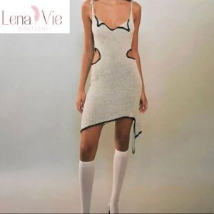 Lena Vie Goya Faux Cashmere Teddy Bodycon Mini Dress In Ecru